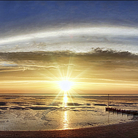 Buy canvas prints of  Heacham Beach Sunset by Alan Simpson