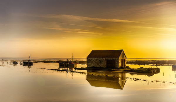 Thornham Harbour Sunrise Framed Mounted Print by Alan Simpson