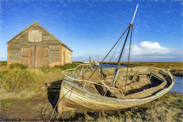 Thornham Harbour Picture Board by Alan Simpson