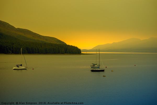 Portree Sunrise Picture Board by Alan Simpson