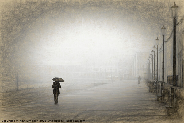 Walking in the rain Picture Board by Alan Simpson