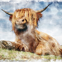 Buy canvas prints of Highland Cow (painting) by Alan Simpson