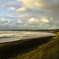 Buy canvas prints of Sunset at Raglan Beach, New Zealand by Lawrence Bredenkamp
