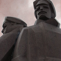 Buy canvas prints of  Latvian Riflemen Monument, Riga by Andrew Wright