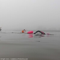 Buy canvas prints of Misty Morning February Swim by Andrew Wright
