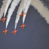 Buy canvas prints of  The red arrows 2015 at duxford  by Andy Stringer