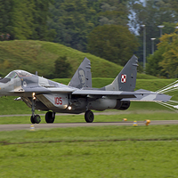 Buy canvas prints of  MiG-29 with brake shoot by chris albutt