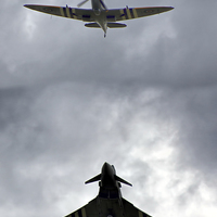 Buy canvas prints of  Spitfire with Typhoon by chris albutt