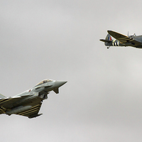 Buy canvas prints of   Spitfire with Typhoon by chris albutt