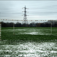 Buy canvas prints of  Goalposts on Hackney Marshes by Jamie Lumley