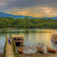 Buy canvas prints of  Derwentwater The  Last of a Beautiful Day by William Duggan