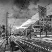 Buy canvas prints of  Manchester Morning Tram (Black and White) by William Duggan