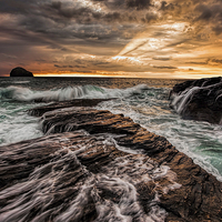 Buy canvas prints of  Trebarwith Sunset by Chris Mann