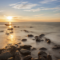 Buy canvas prints of  Lynmouth Slow Sunset by Chris Mann