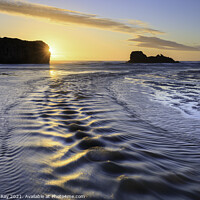 Buy canvas prints of River at sunset (Perranporth) by Andrew Ray