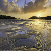 Buy canvas prints of Setting sun at Porth Beach (Newquay) by Andrew Ray
