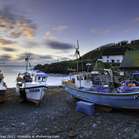 Buy canvas prints of Boats on Cadgwith Cove Beach  by Andrew Ray