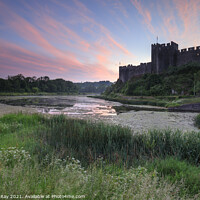 Buy canvas prints of Pembroke Castle and millpond at sunrise by Andrew Ray