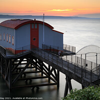 Buy canvas prints of RNLI Station at sunrise (Tenby) by Andrew Ray