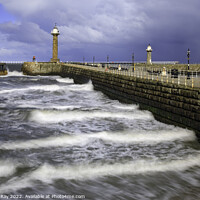 Buy canvas prints of Whitby Piers  by Andrew Ray