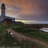 Buy canvas prints of Flamborough Head Lighthouse at sunset by Andrew Ray