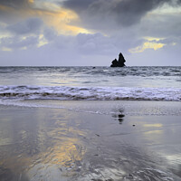 Buy canvas prints of Beach reflections (Broad Haven South) by Andrew Ray