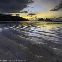 Buy canvas prints of Sand pattern at sunset (Holywell)  by Andrew Ray