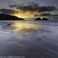 Buy canvas prints of Beach reflections (Holywell Bay)  by Andrew Ray