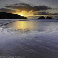Buy canvas prints of Sand ripples at sunset (Holywell Bay)  by Andrew Ray