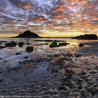 Buy canvas prints of Sand patterns and reflections (St Michael's Mount) by Andrew Ray