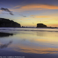 Buy canvas prints of Sunset reflected (Perranporth) by Andrew Ray