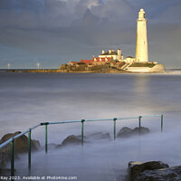 Buy canvas prints of St Mary's Lighthouse at high tide by Andrew Ray