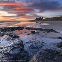 Buy canvas prints of Bamburgh at sunrise by Andrew Ray