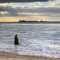 Buy canvas prints of Shafts of light over Hurst Point  by Andrew Ray