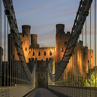 Buy canvas prints of Twilight from Conwy Suspension Bridge by Andrew Ray