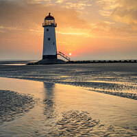 Buy canvas prints of Talacre Lighthouse at sunrise by Andrew Ray