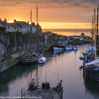 Buy canvas prints of Tall Ships moored in Charlestown Dock at sunrise  by Andrew Ray