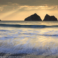Buy canvas prints of Light shafts (Holywell Bay)  by Andrew Ray