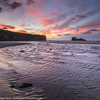 Buy canvas prints of River on Perranporth Beach at sunset  by Andrew Ray