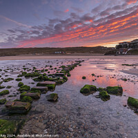 Buy canvas prints of Stepping stones at sunrise (Perranporth) by Andrew Ray