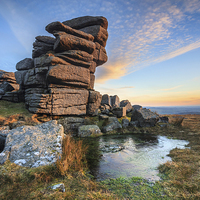 Buy canvas prints of Ice Covered Pool (Great Staple Tor) by Andrew Ray
