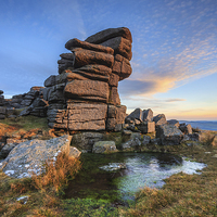 Buy canvas prints of Last Light on Great Staple Tor (Dartmoor) by Andrew Ray