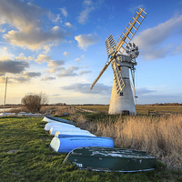 Buy canvas prints of Late Light at Thurne Dyke Drainage Mill by Andrew Ray