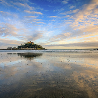 Buy canvas prints of Beach Reflections (St Michael's Mount) by Andrew Ray
