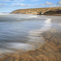 Buy canvas prints of Perranporth Beach at High Tide by Andrew Ray