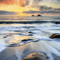 Buy canvas prints of Receding Tide (Porth Nanven) by Andrew Ray