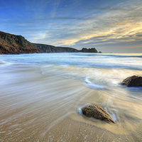 Buy canvas prints of Sunrise at Porthcurno by Andrew Ray