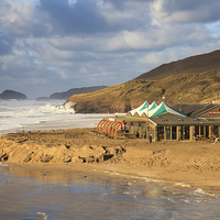 Buy canvas prints of High Tide at the Watering Hole (Perranporth) by Andrew Ray