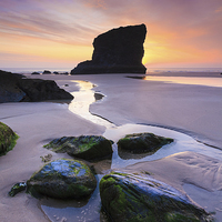 Buy canvas prints of Sunset at Bedruthan Steps by Andrew Ray