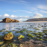 Buy canvas prints of Rocky Shore at Perranporth by Andrew Ray